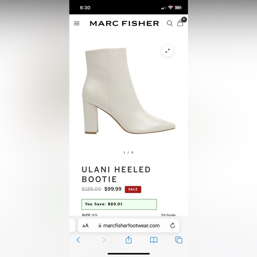 Marc Fisher Ulani Heeled Boot white size 9.5 great condition!